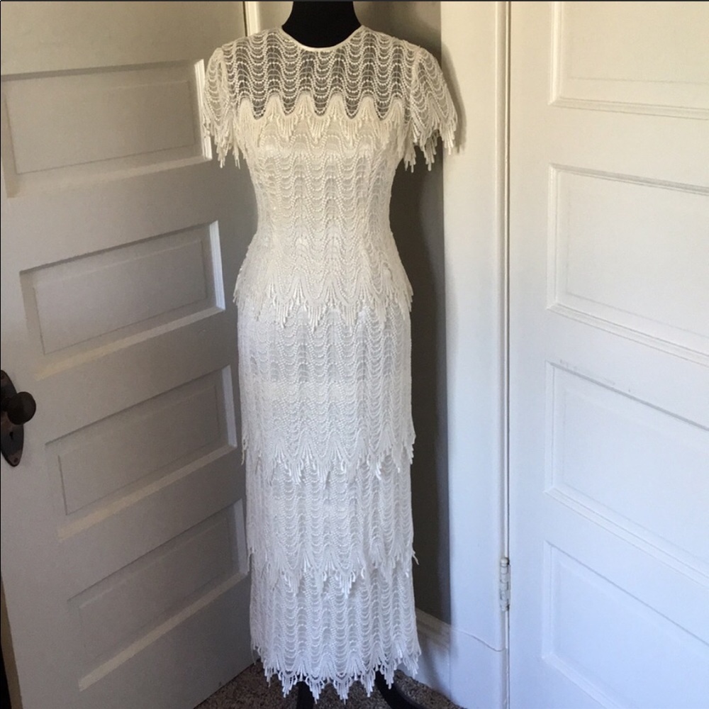 Vintage House of Bianchi Layered white lace dress